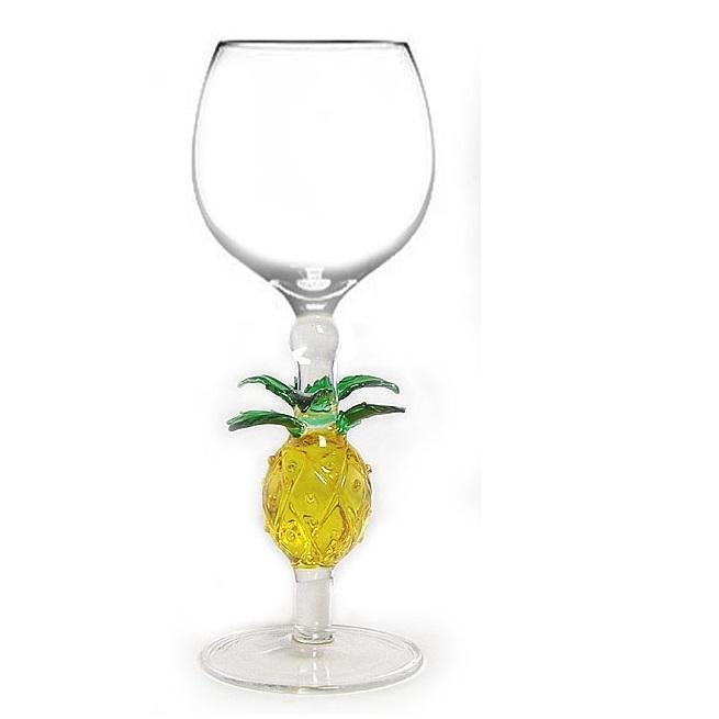Green Pineapple Hand Blown Wine Glass