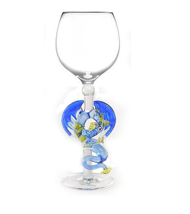 Blue Dragon Hand Blown Wine Glass