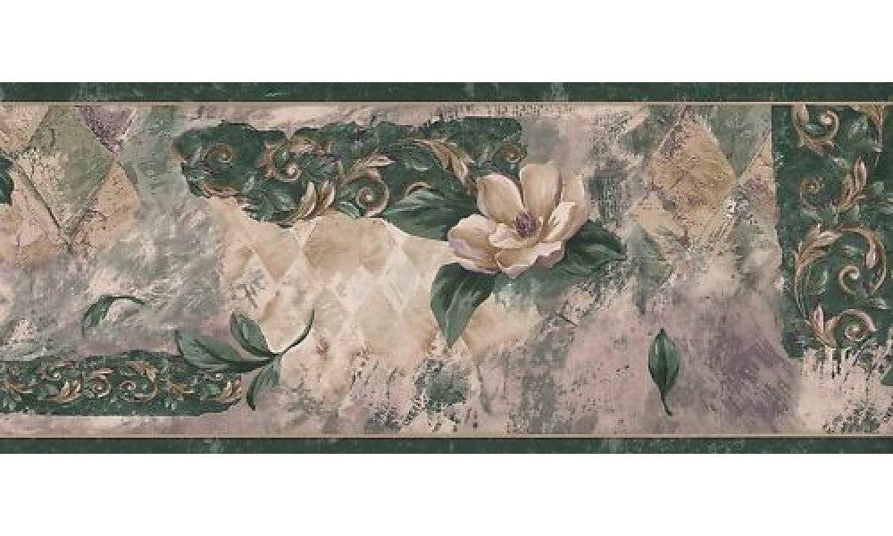 Dark Green Magnolia 40926080 Wallpaper Border