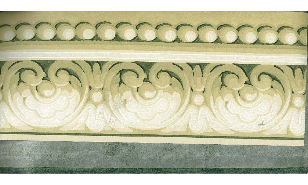White Green Dotted Running Floral CH77633B Wallpaper Border