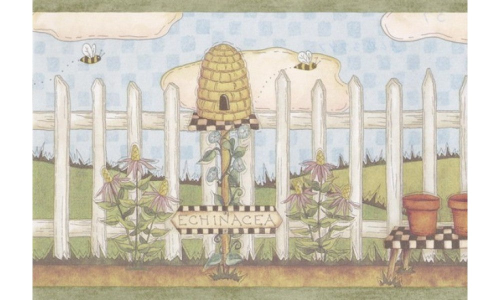 Green Bee Garden ALB3747 Wallpaper Border