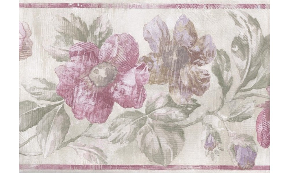 Cream Red Striped Floral ED76273 Wallpaper Border