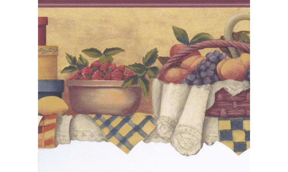 White Red Yellow Fruit Baskets GB30315 Wallpaper Border