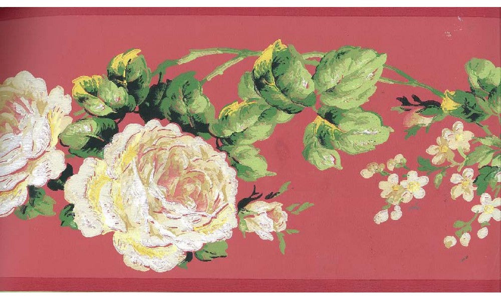 White Rose Floral LY4308 Wallpaper Border
