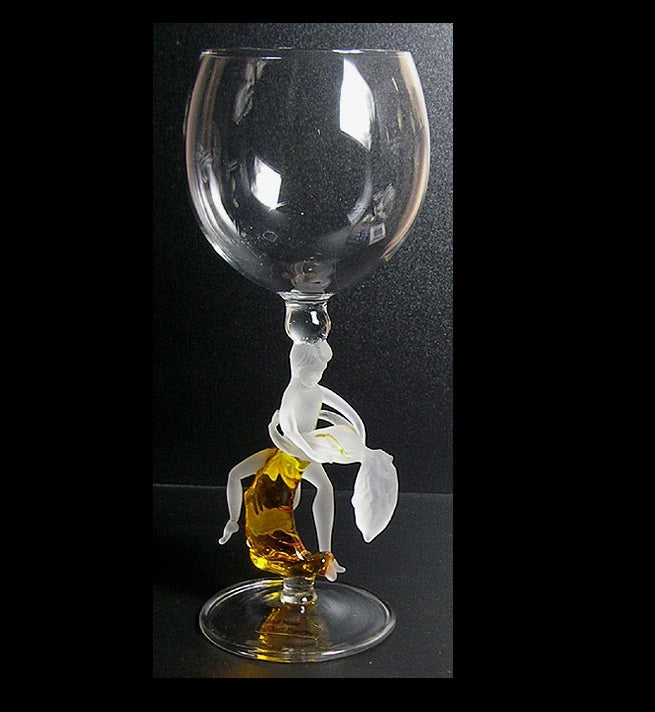 Silver Tango Hand Blown Wine Glass