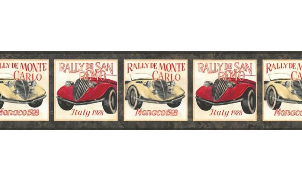 Black Framed Vintage Cars AW618 Wallpaper Border