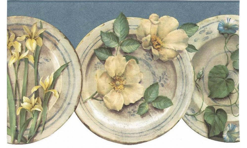 Yellow Flower Plate Kitchen FR4900 Wallpaper Border
