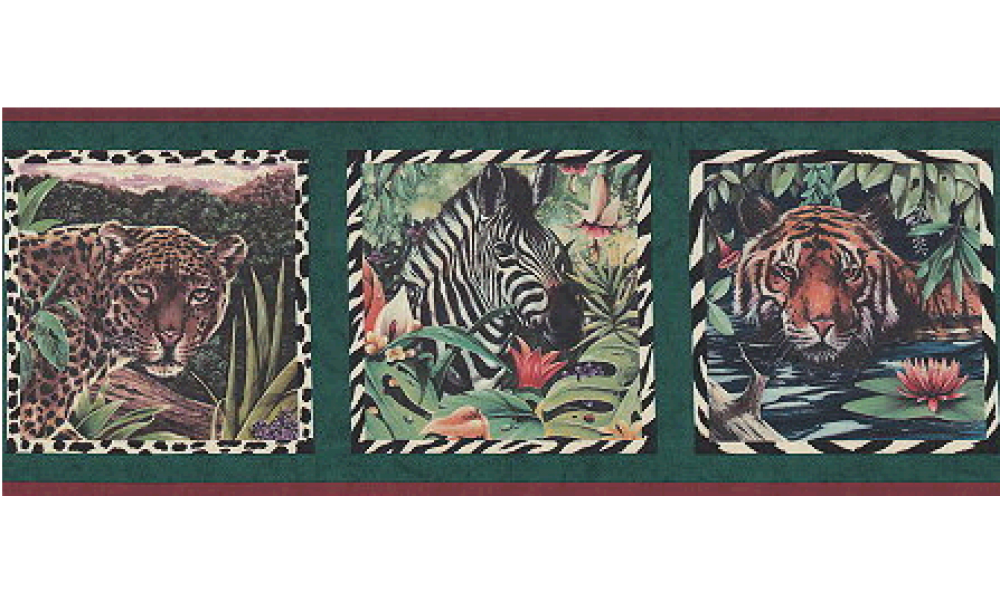 Red Framed Animal Photos CT102141 Wallpaper Border