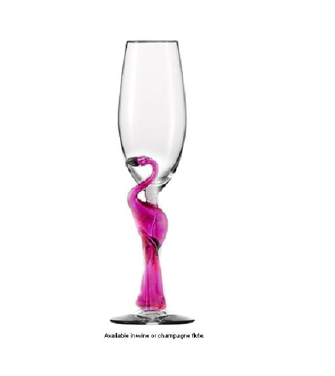 Purple Flamingo Hand Blown Wine Glass