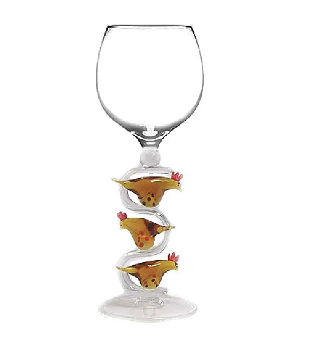 Gold Mermaid Hand Blown Wine Glass