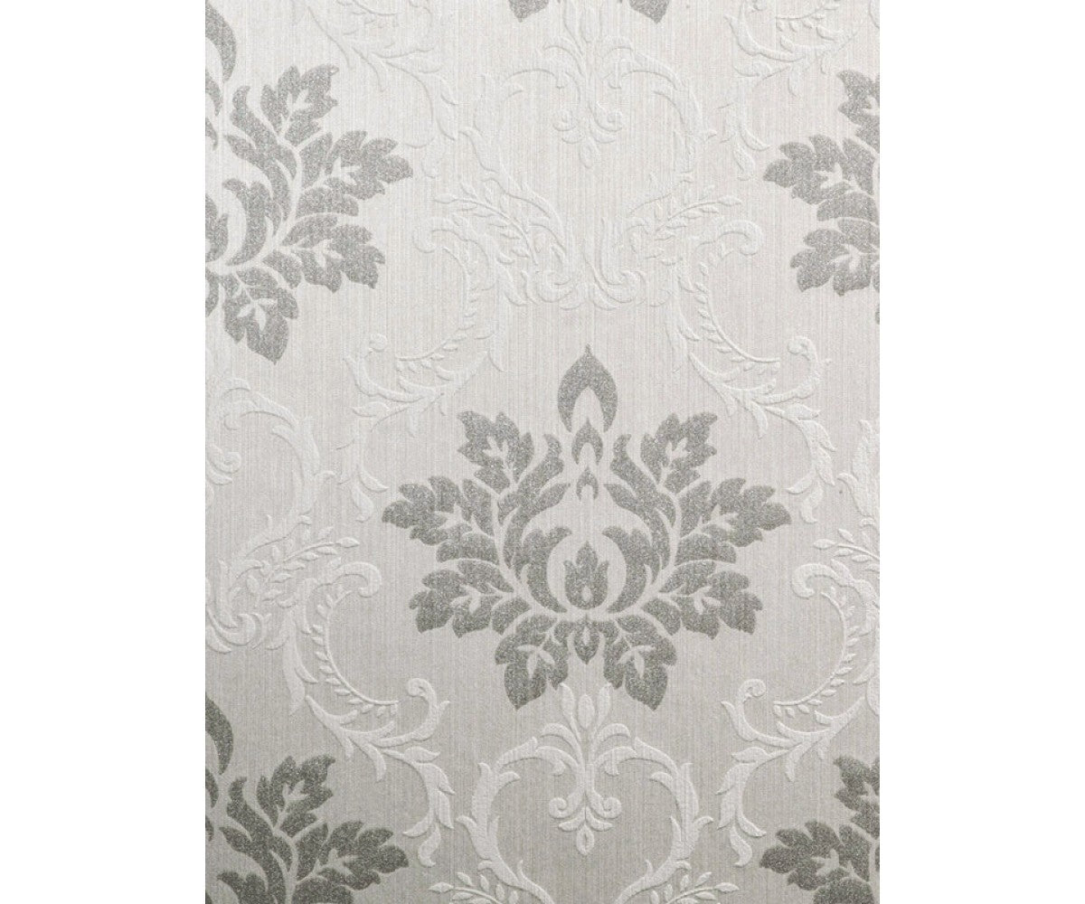 Embossed Floral Lattice Damask Grey 266668 Wallpaper