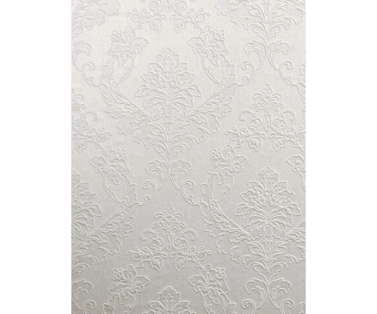 Embossed Floral Damask White 266712 Wallpaper