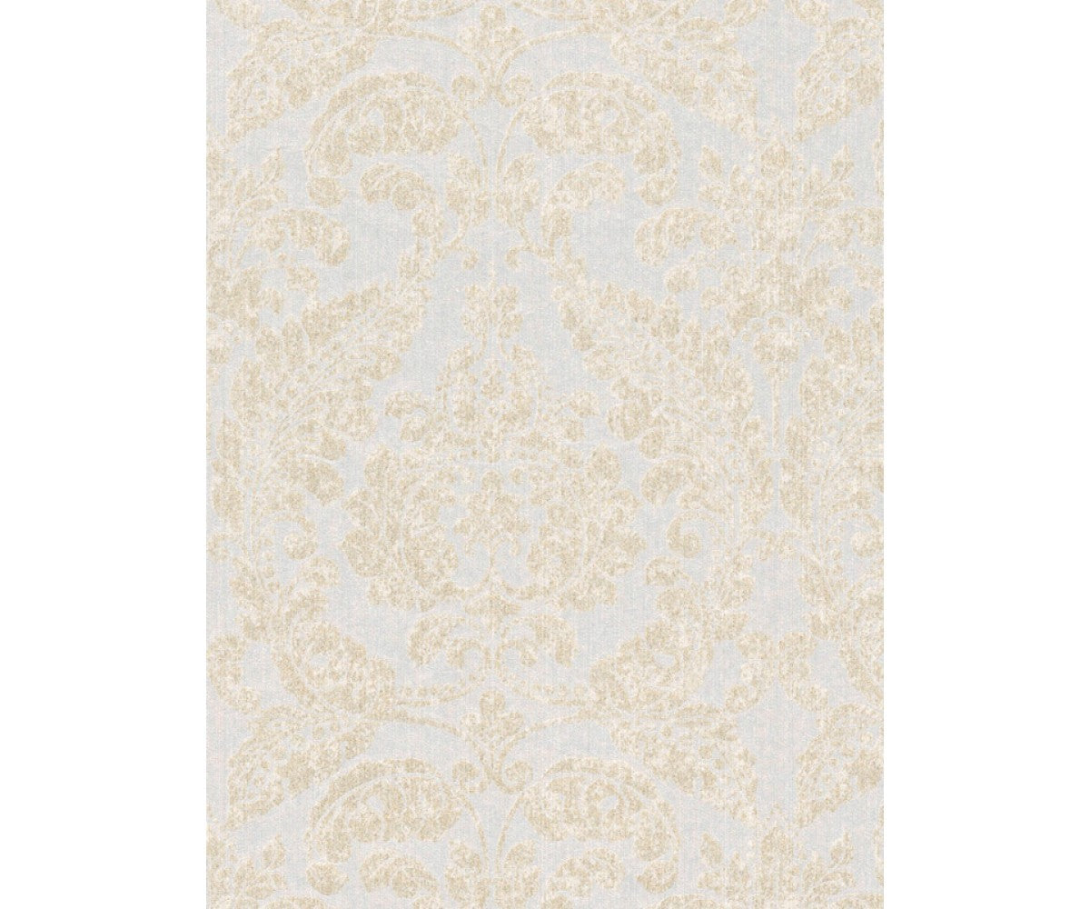 Baroque Textile Textured Metallic White 290212 Wallpaper