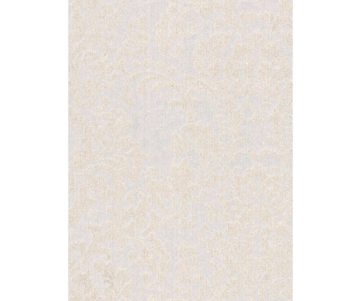 Baroque Textured Damask Metallic White 290519 Wallpaper