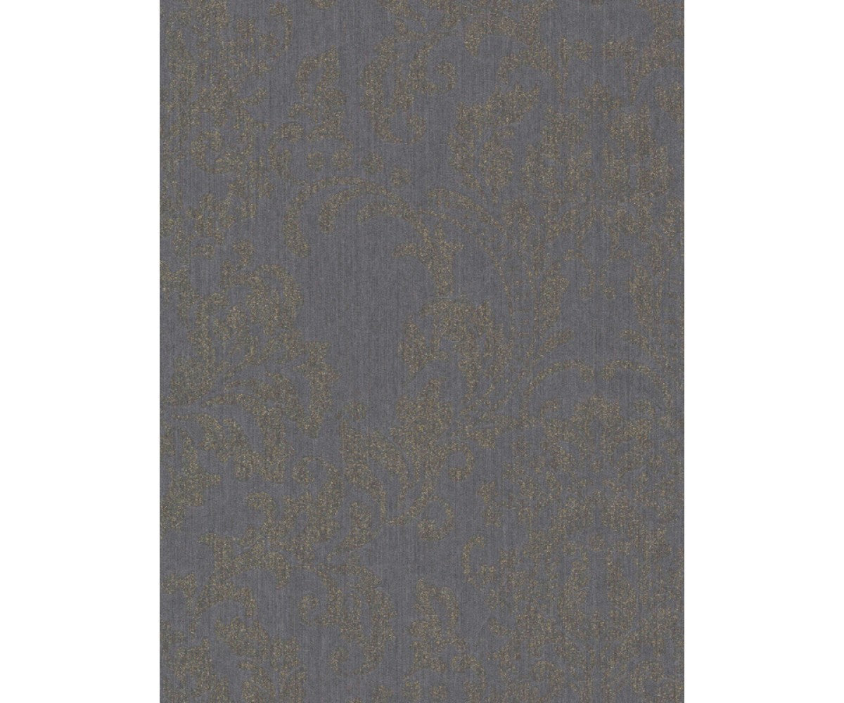 Baroque Textured Damask Metallic Black 290557 Wallpaper