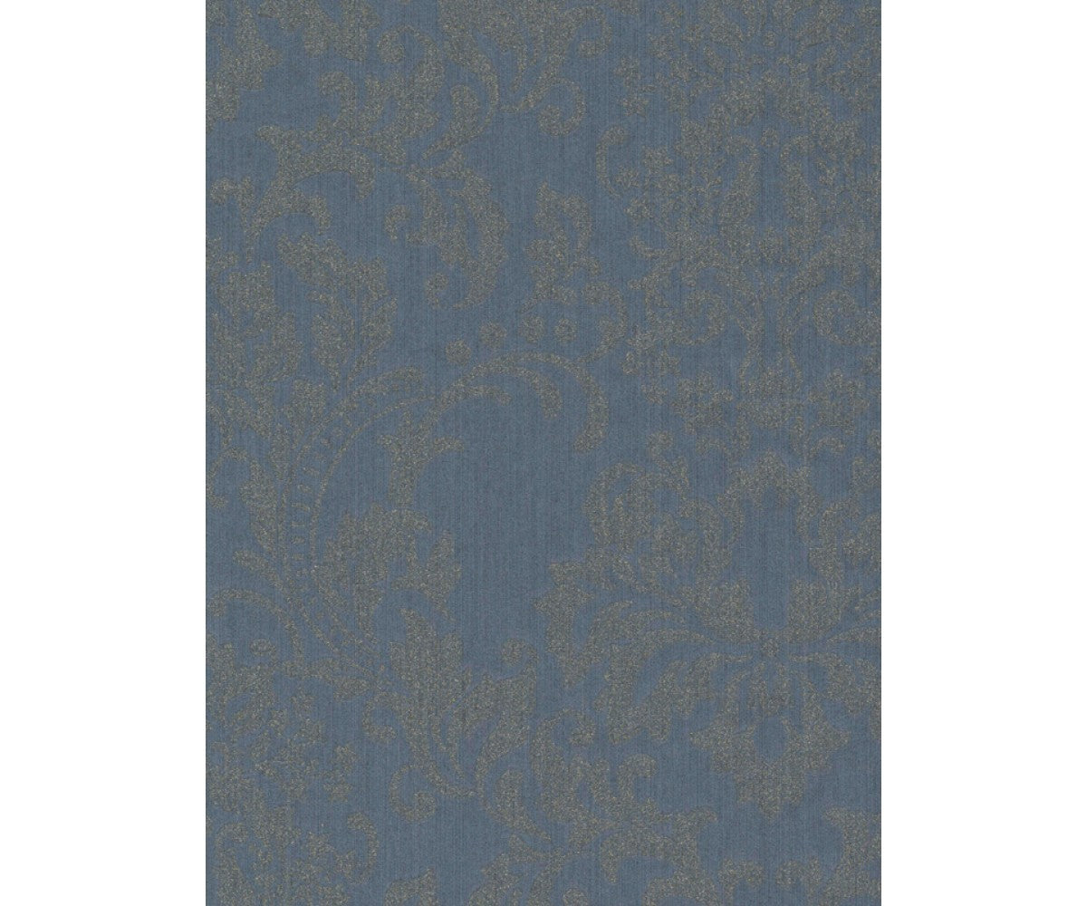 Baroque Textured Damask Metallic Blue 290564 Wallpaper