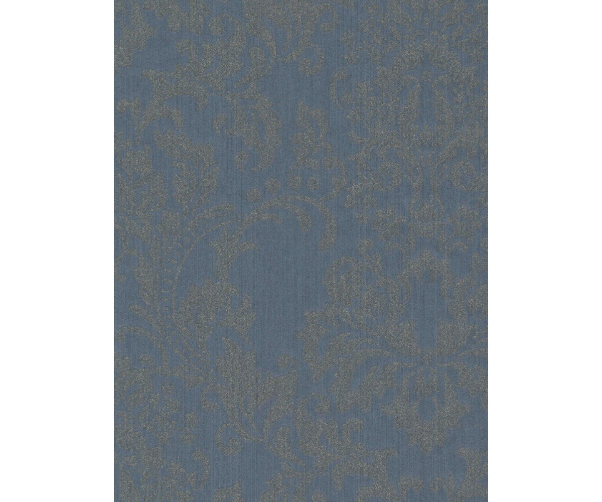 Baroque Textured Damask Metallic Blue 290564 Wallpaper