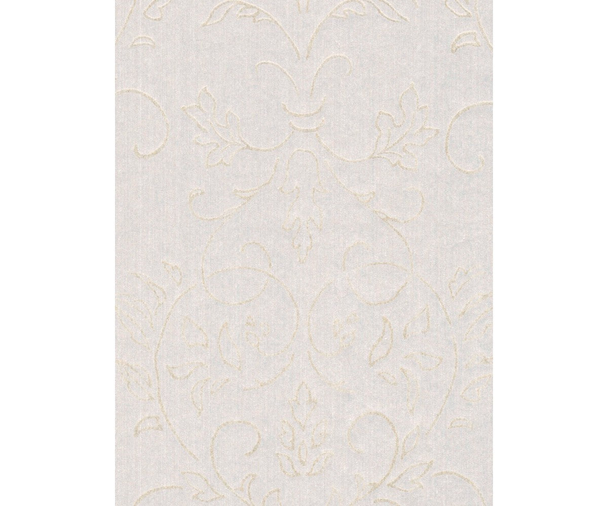 Floral Scroll Textured Metallic White 290618 Wallpaper