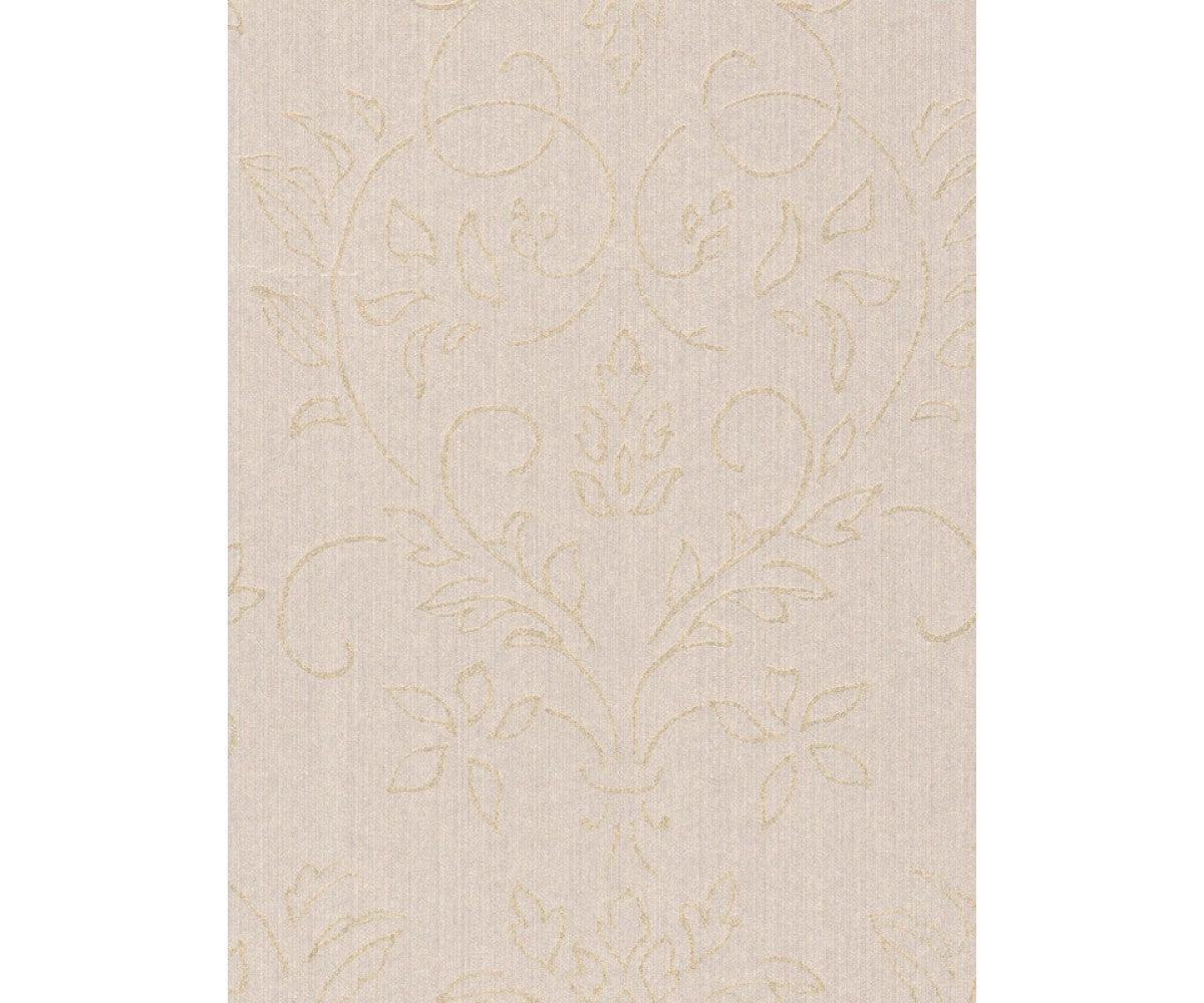 Floral Scroll Textured Metallic Cream 290625 Wallpaper