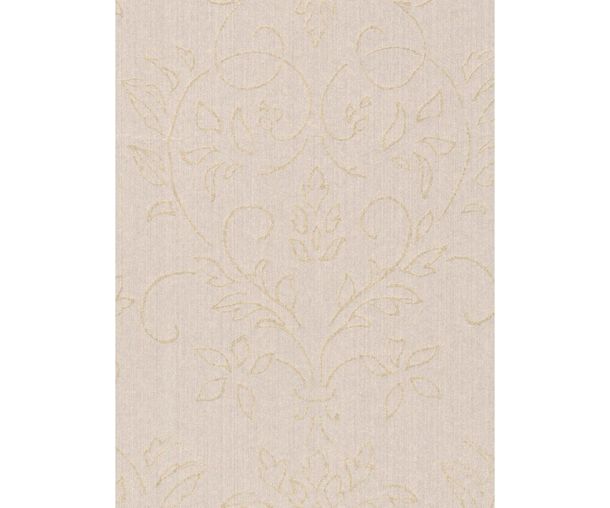 Floral Scroll Textured Metallic Cream 290625 Wallpaper