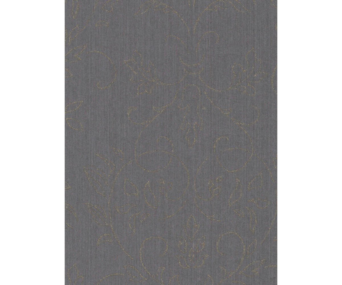 Floral Scroll Textured Metallic Black 290656 Wallpaper