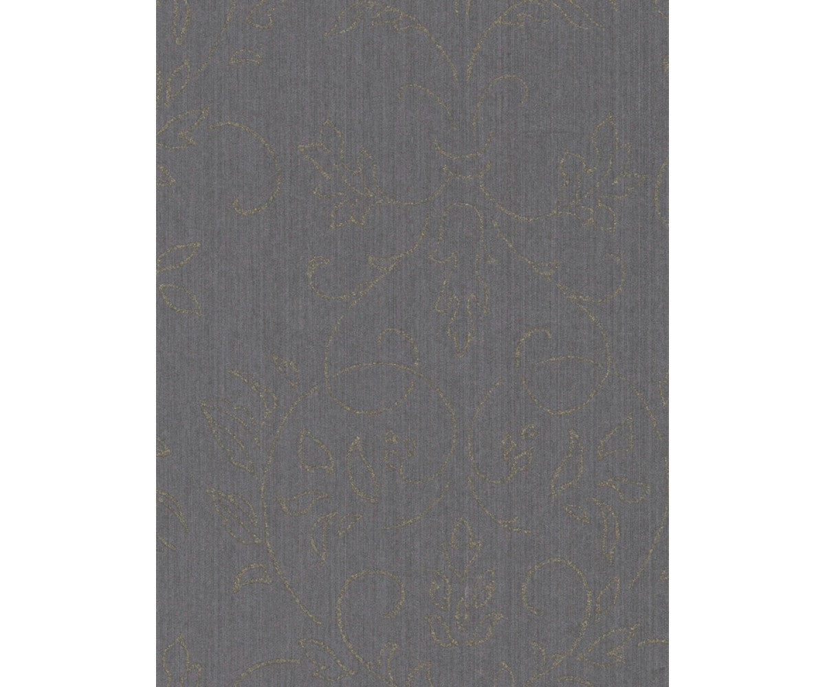Floral Scroll Textured Metallic Black 290656 Wallpaper