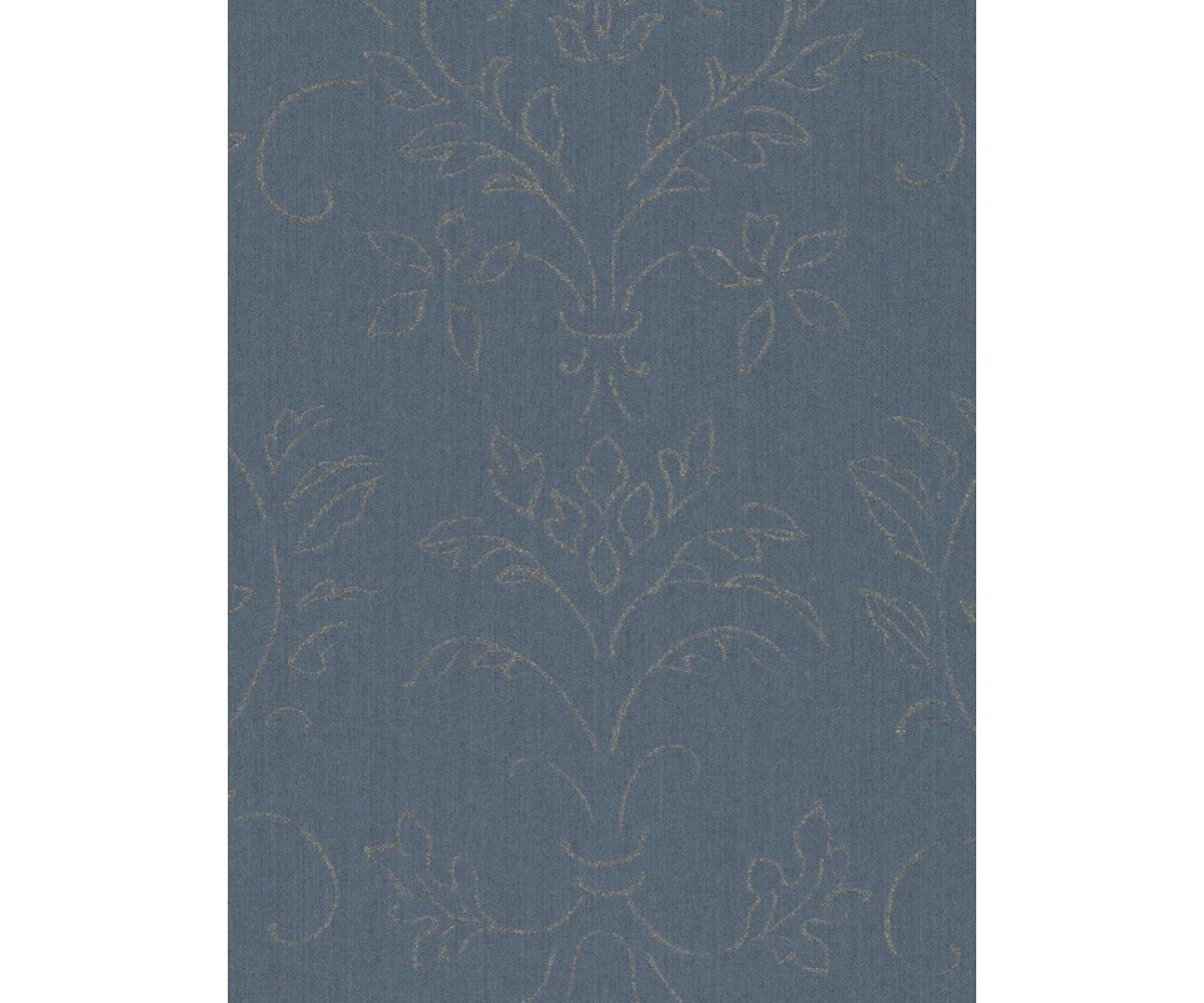 Floral Scroll Textured Metallic Blue 290663 Wallpaper