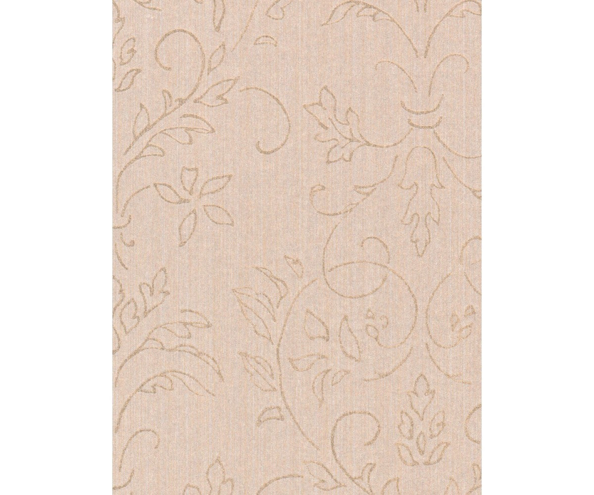 Floral Scroll Textured Metallic Beige 290670 Wallpaper