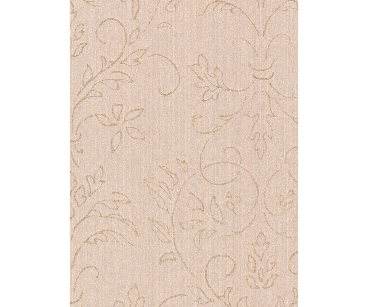 Floral Scroll Textured Metallic Beige 290670 Wallpaper
