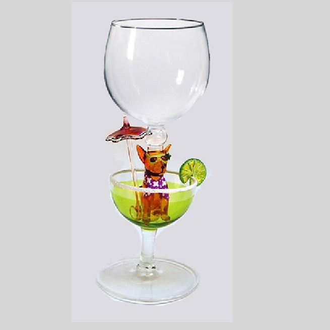 Lime Chihuahua Margarita Hand Blown Wine Glass