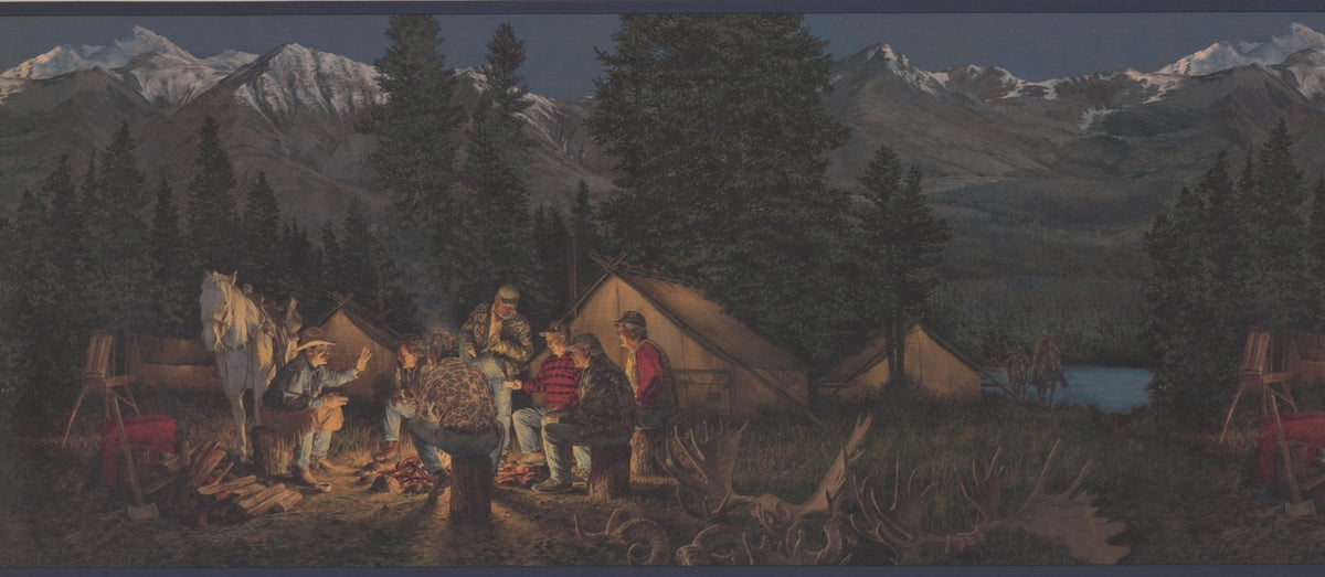 Mountain Night Camp Fire Horse ADV2002B Wallpaper Border