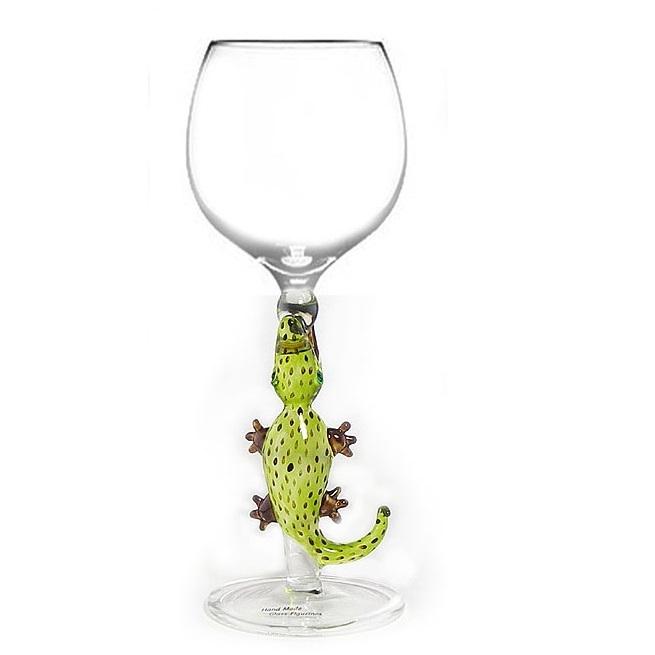 Lime Alligator Hand Blown Wine Glass
