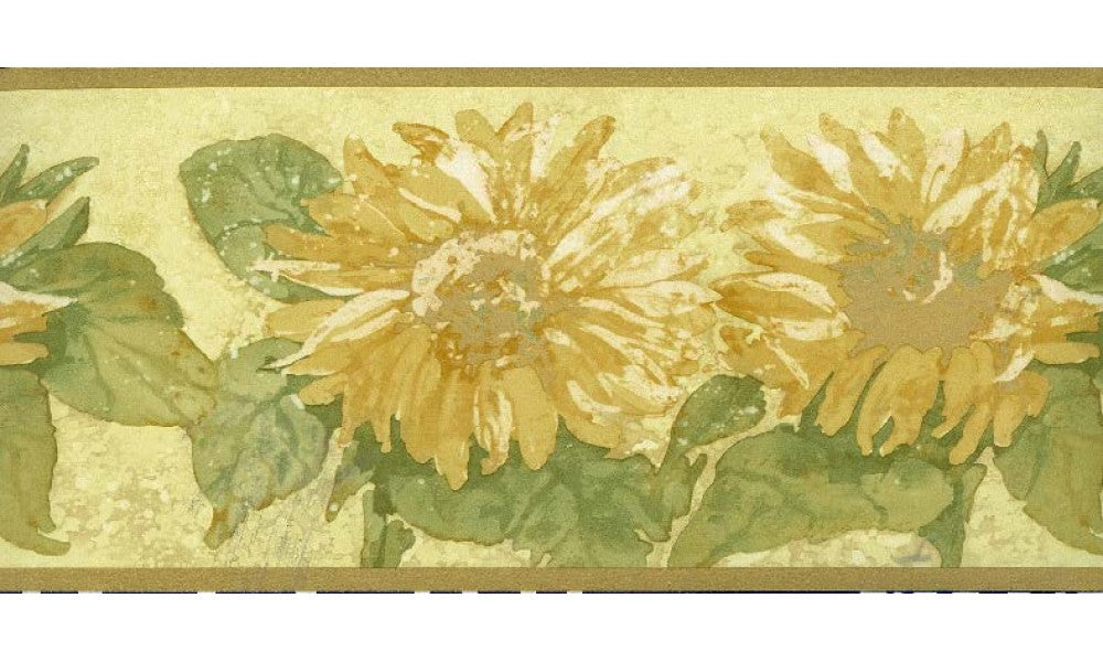 Yellow Background Sunflower KS76872 Wallpaper Border