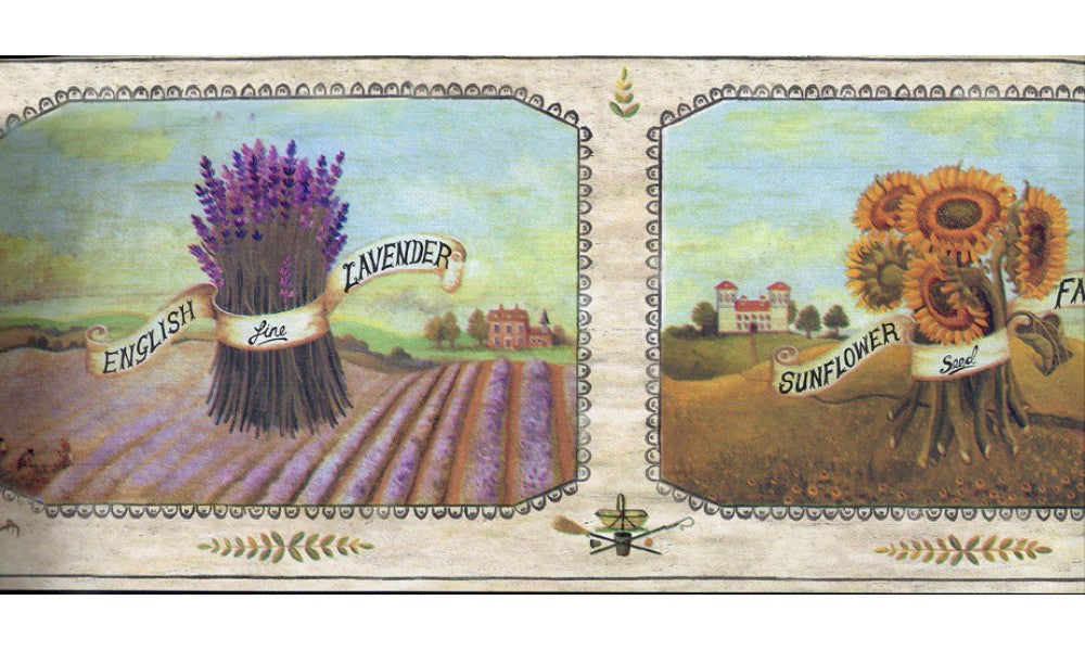 Framed English Lavender Farm AAI8002 Wallpaper Border