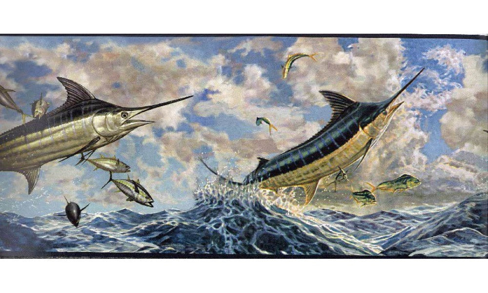 Jumping Sharp Nosed Fish JL1063 Wallpaper Border