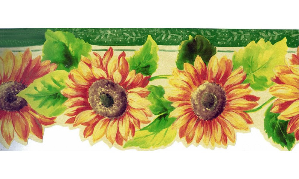 Country Yellow Sunflowers On Red Wallpaper Border India  Ubuy