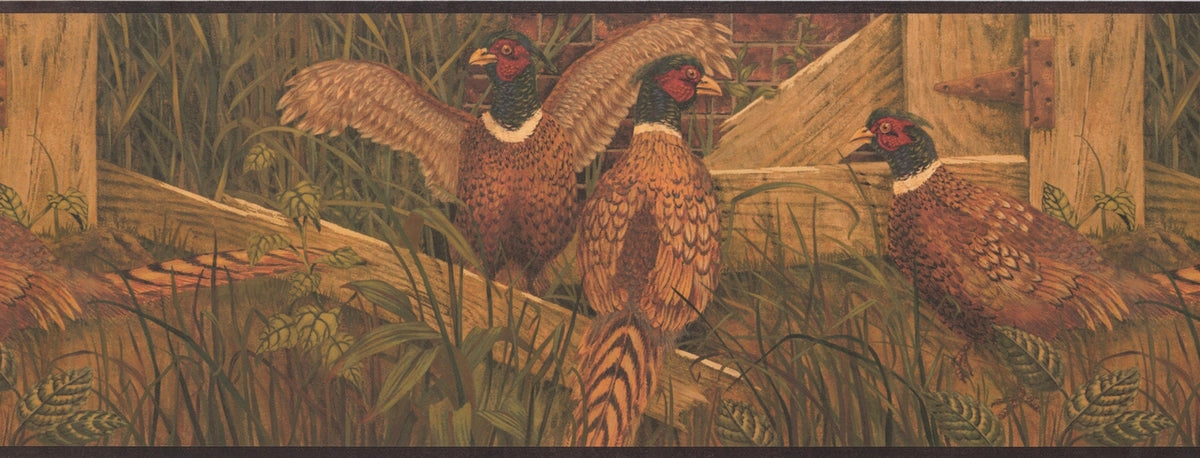 Pheasant in the Yard Village OA8103B Wallpaper Border