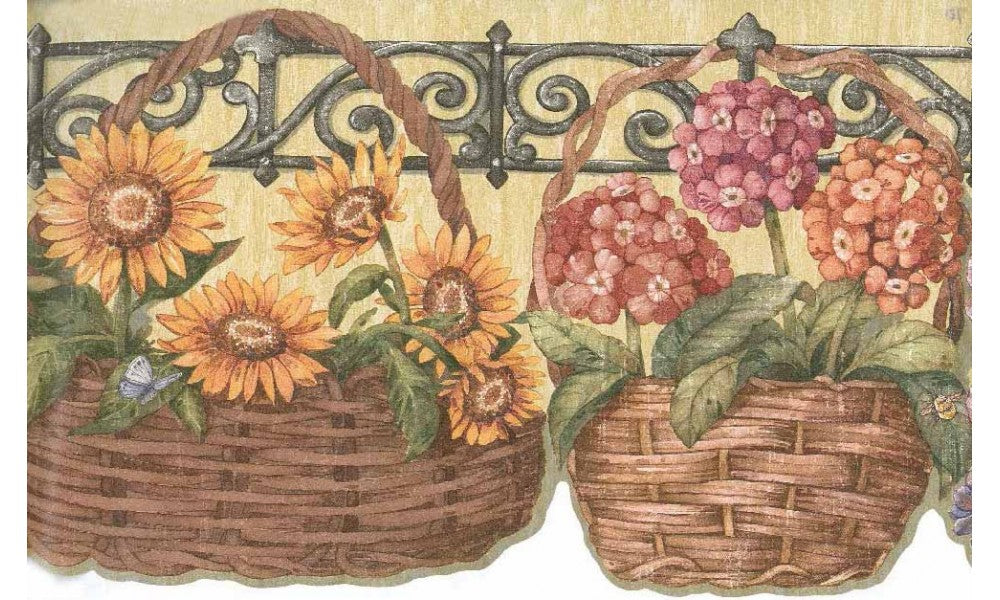 Sunflower lily basket CP33175 Wallpaper Border