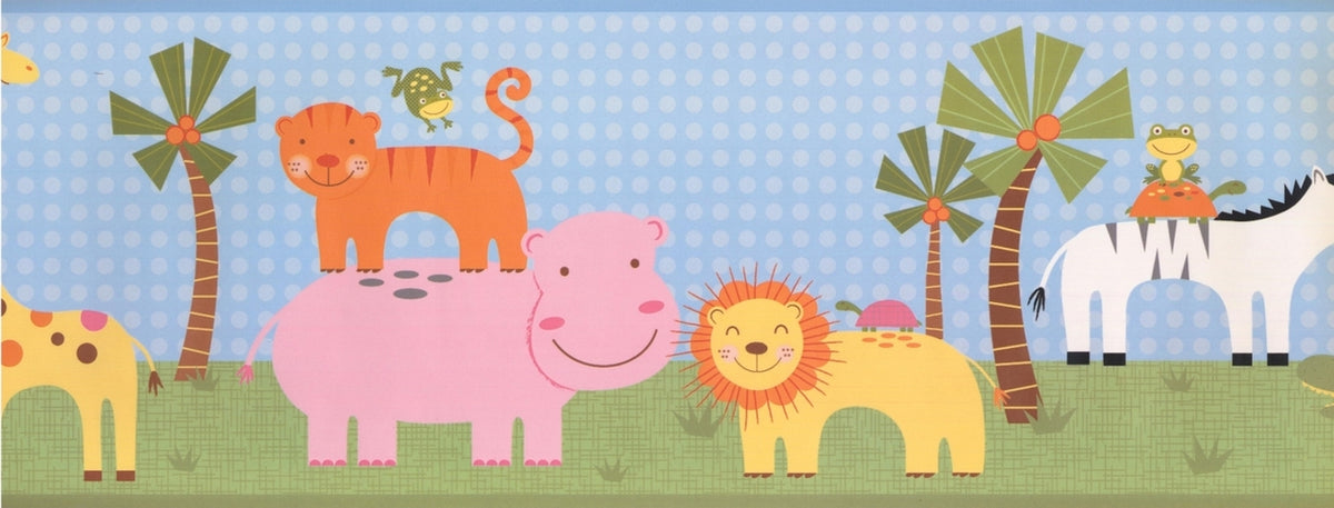 Cartoon Hippo Lion Tiger Frog YS9169BD Wallpaper Border