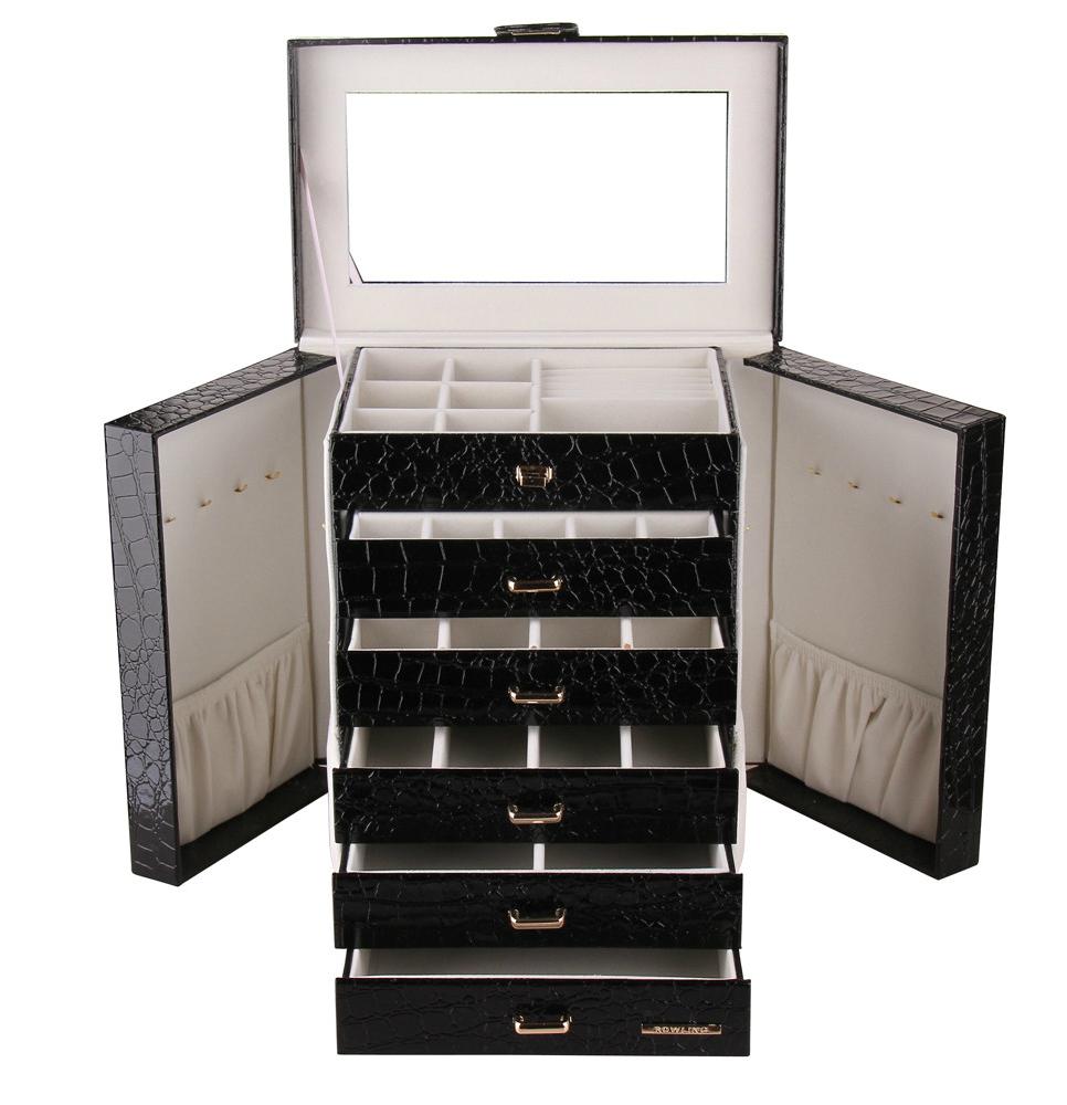 Black Extra Large 6 Drawer Jewelry Box