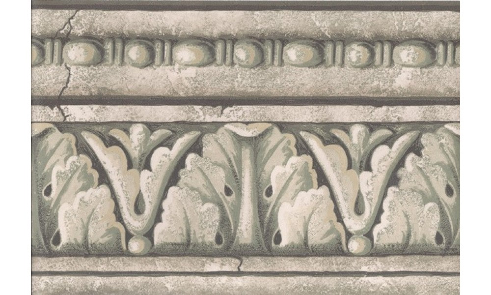 Green Grey Stone Column Molding SF78339B Wallpaper Border