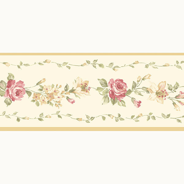 Pink Yellow Kristen Vine PP79454 Wallpaper Border