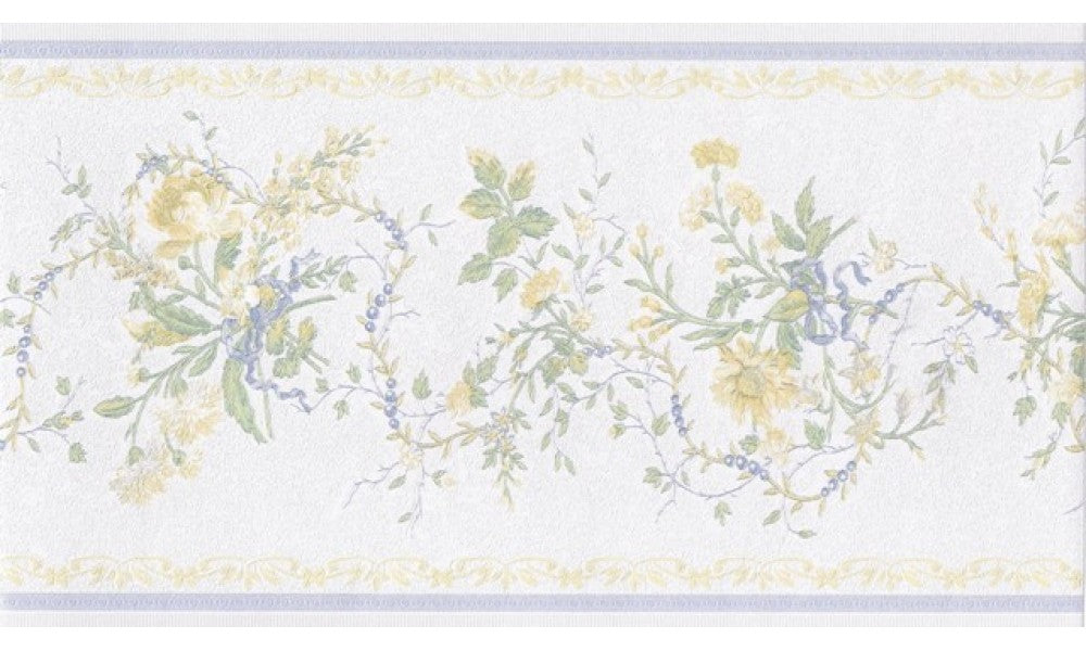 White Blue Yellow Elegant Floral 31616160 Wallpaper Border