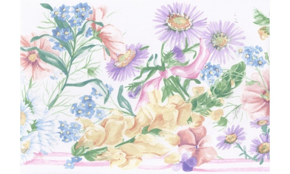 White Purple Daisies IG75164 Wallpaper Border