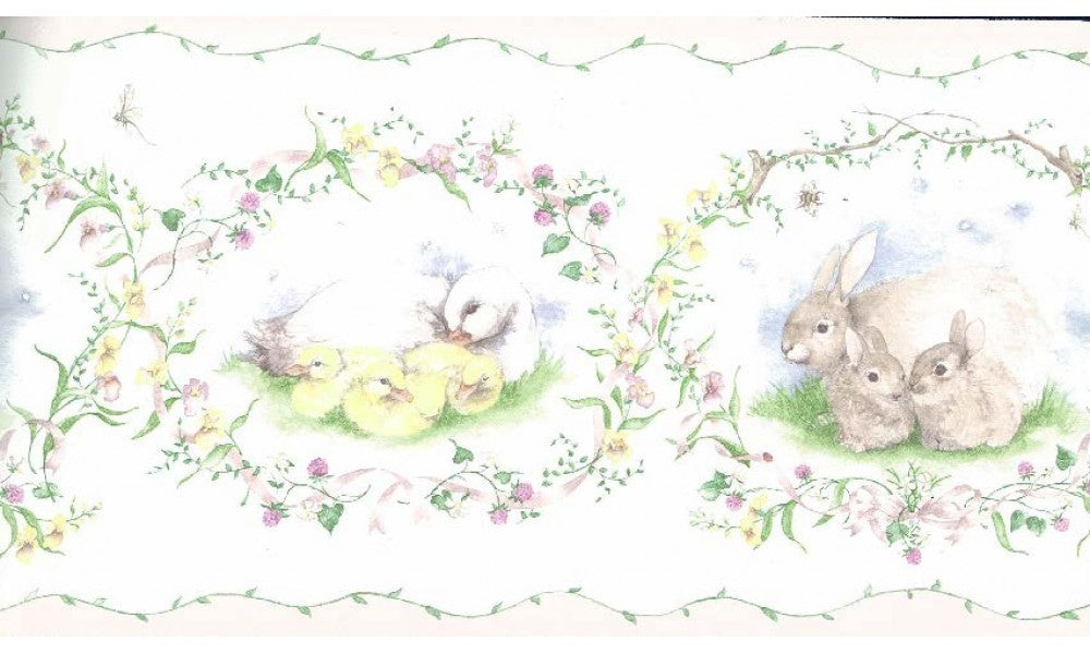 Cute Duck Rabbit FamilyWallpaper Border BH1806 Wallpaper