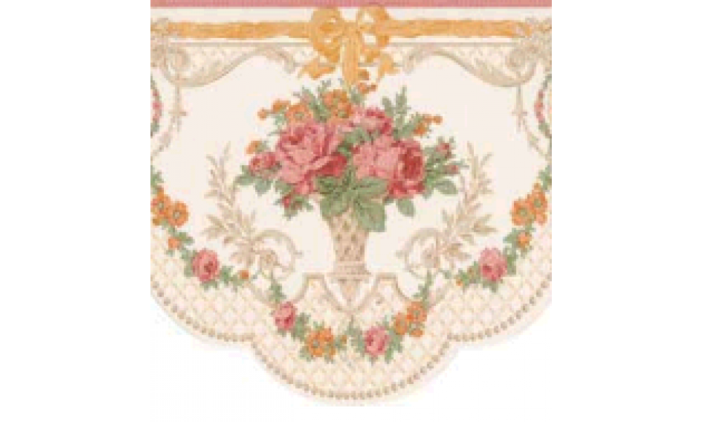 Pink Floral Scalloped 31616250 Wallpaper Border