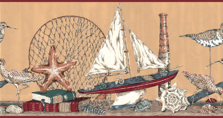 Seashell Sailboat B5811BB Wallpaper Border