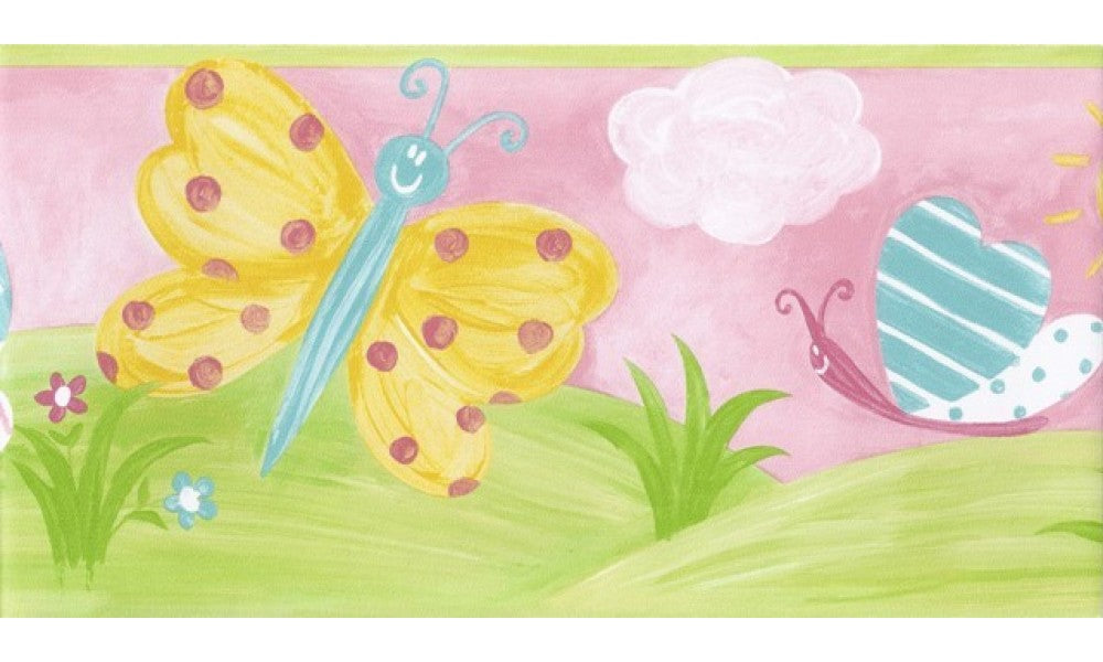 Green Cartoon Butterflies GR73549 Wallpaper Border