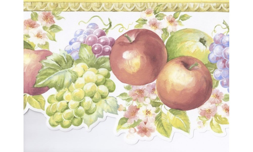 Yellow White Molding Fruits Floral MK77673 Wallpaper Border