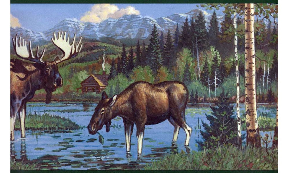 Dark Black Moose WL5608 Wallpaper Border